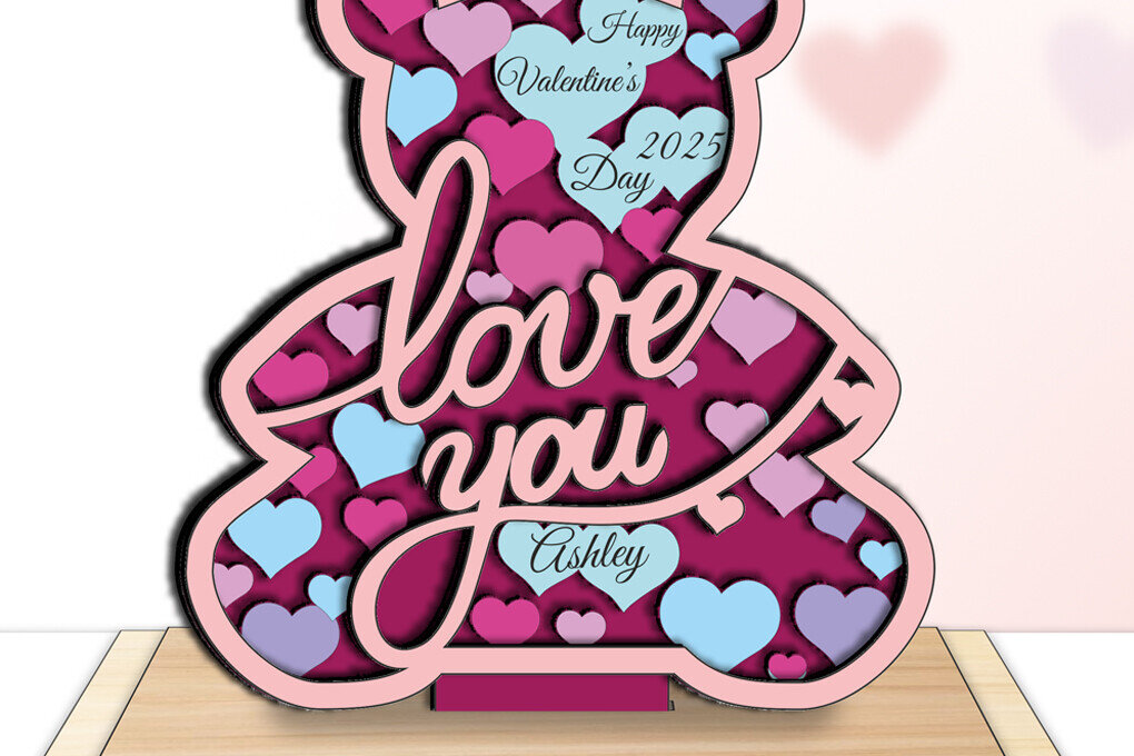 Σετ των 2 Intra απο ξύλο plywood 3mm-4mm πάχος – Δώρο σημάδι αγάπης για την ημέρα του Αγίου Βαλεντίνου Δίασταση  20x20 cm INTRAFABR-113129284