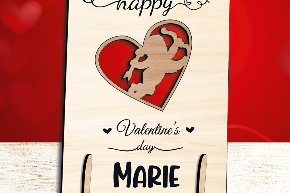 Σετ των 2 Intra απο ξύλο plywood 3mm-4mm πάχος – Δώρο κάρτα αγάπης Έρως για την ημέρα του Αγίου Βαλεντίνου Δίασταση  20x20 cm INTRAFABR-111871141