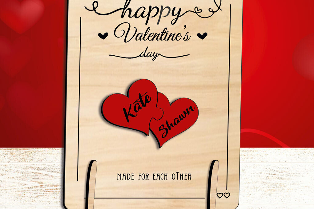 Σετ των 2 Intra απο ξύλο plywood 3mm-4mm πάχος – Ημέρα του Αγίου Βαλεντίνου Heart Puzzle Love Δίασταση  20x20 cm INTRAFABR-111871088