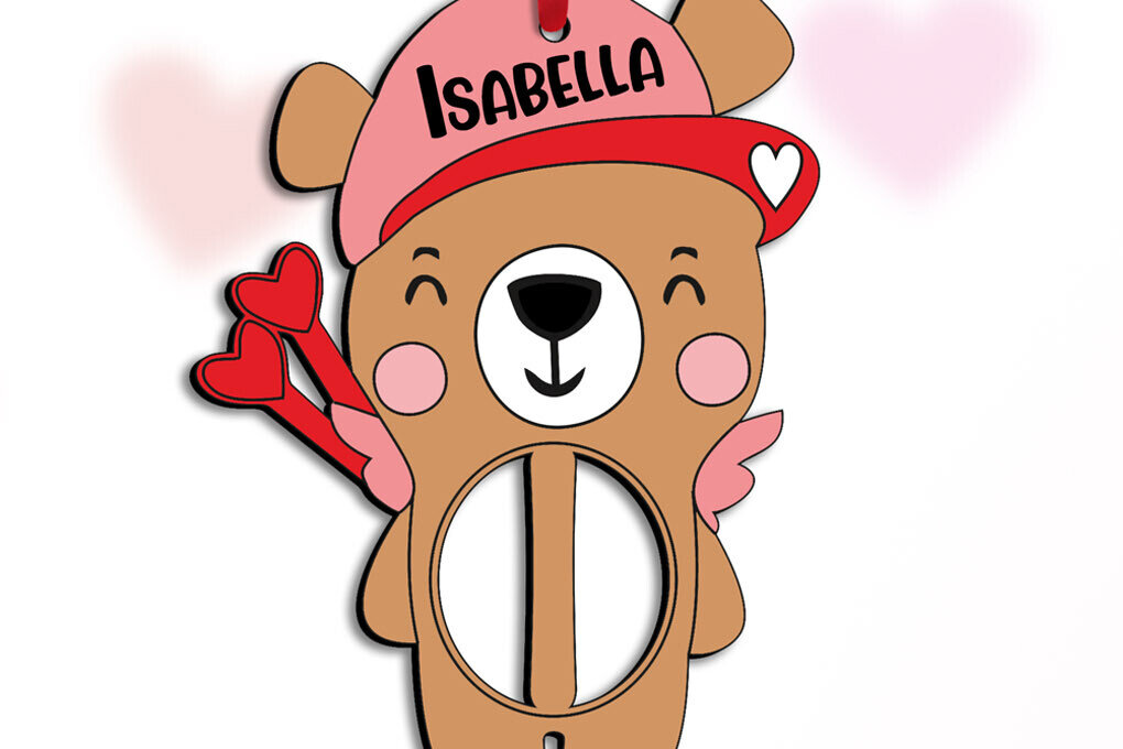 Σετ των 2 Intra απο ξύλο plywood 3mm-4mm πάχος – Γράμμα του Αγίου Βαλεντίνου I Bear Cupid Δίασταση  20x20 cm INTRAFABR-111973373