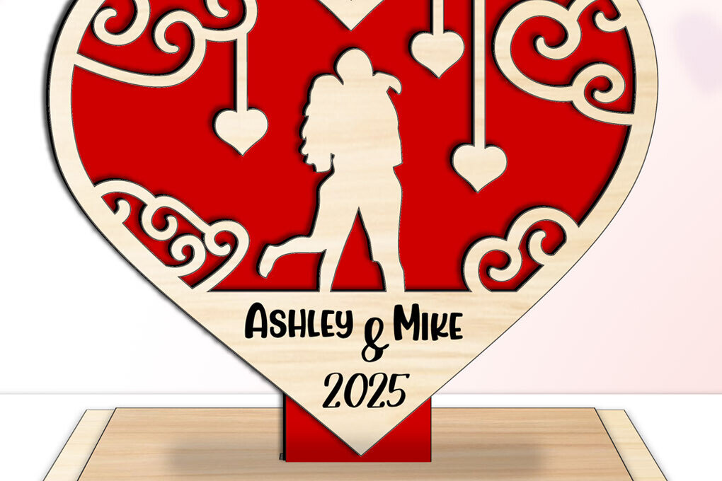 Σετ των 2 Intra απο ξύλο plywood 3mm-4mm πάχος – Ζευγάρι αγάπης για την ημέρα του Αγίου Βαλεντίνου Δίασταση  20x20 cm INTRAFABR-113409300