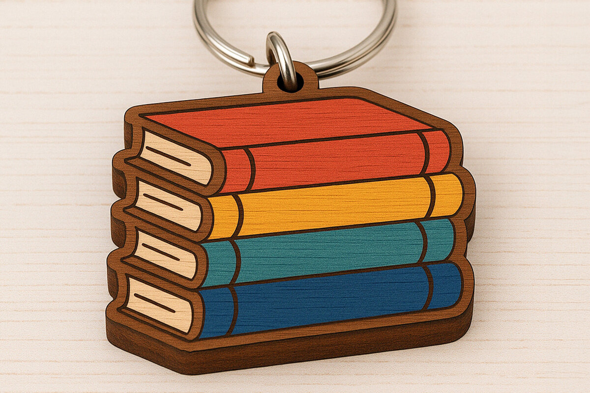 Σετ των 3 Intra απο ξύλο plywood 3mm-4mm πάχος – Μπρελόκ στοίβας βιβλίων Δίασταση  5x5 cm INTRAFABR-120897250