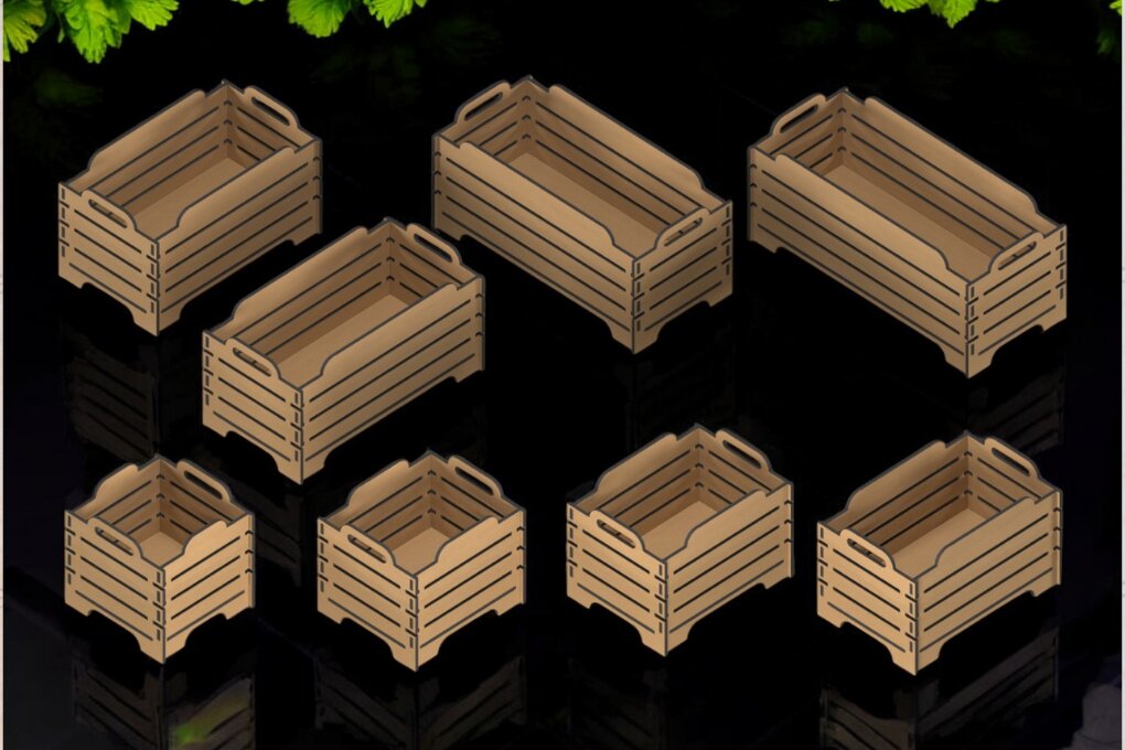 Σετ των 2 Intra απο ξύλο plywood 3mm-4mm πάχος – Στοιβάσιμα κουτιά 209 Δίασταση  20x20 cm INTRAFABR-118424463