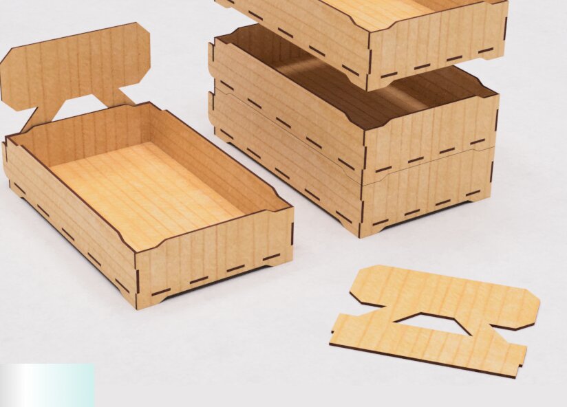 Σετ των 2 Intra απο ξύλο plywood 3mm-4mm πάχος – Αρχεία κοπής με λέιζερ με δυνατότητα στοίβαξης δίσκου πωλήσεων Δίασταση  20x20 cm INTRAFABR-122738679