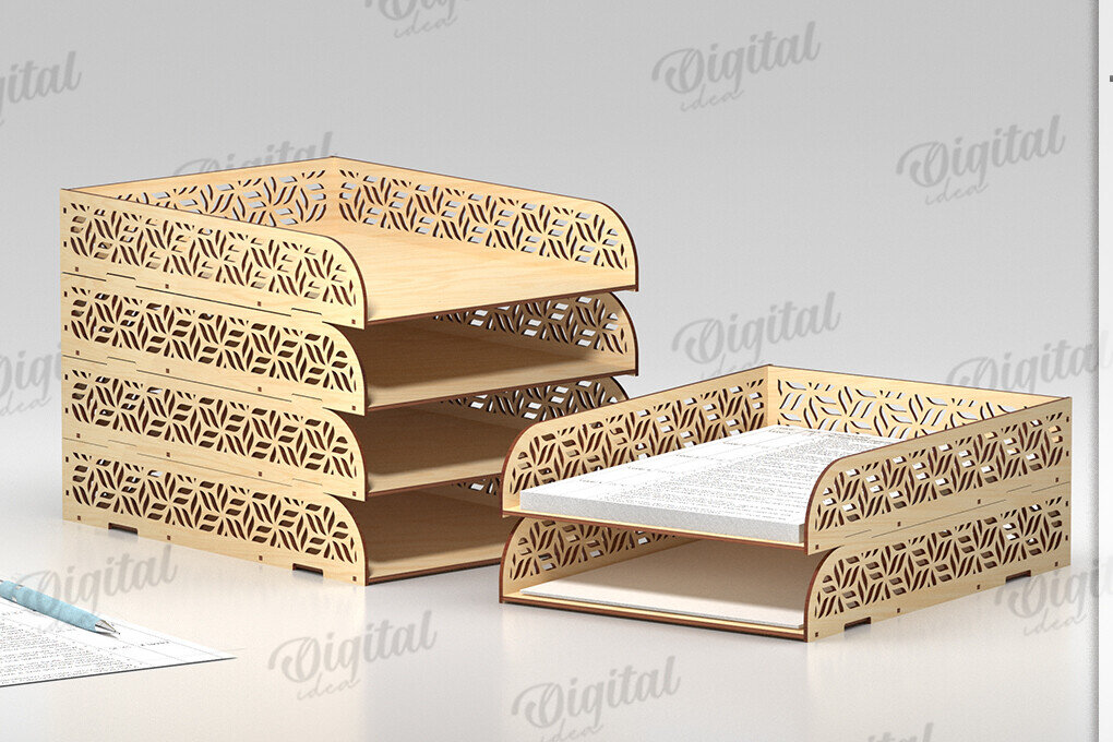 Σετ των 2 Intra απο ξύλο plywood 3mm-4mm πάχος – Στοίβαγμα δίσκων χαρτιού Δίασταση  20x20 cm INTRAFABR-122198424