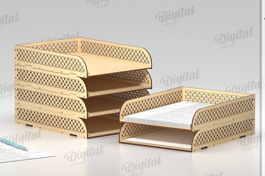 Σετ των 2 Intra απο ξύλο plywood 3mm-4mm πάχος – Στοίβαγμα δίσκων χαρτιού Δίασταση  20x20 cm INTRAFABR-122197857