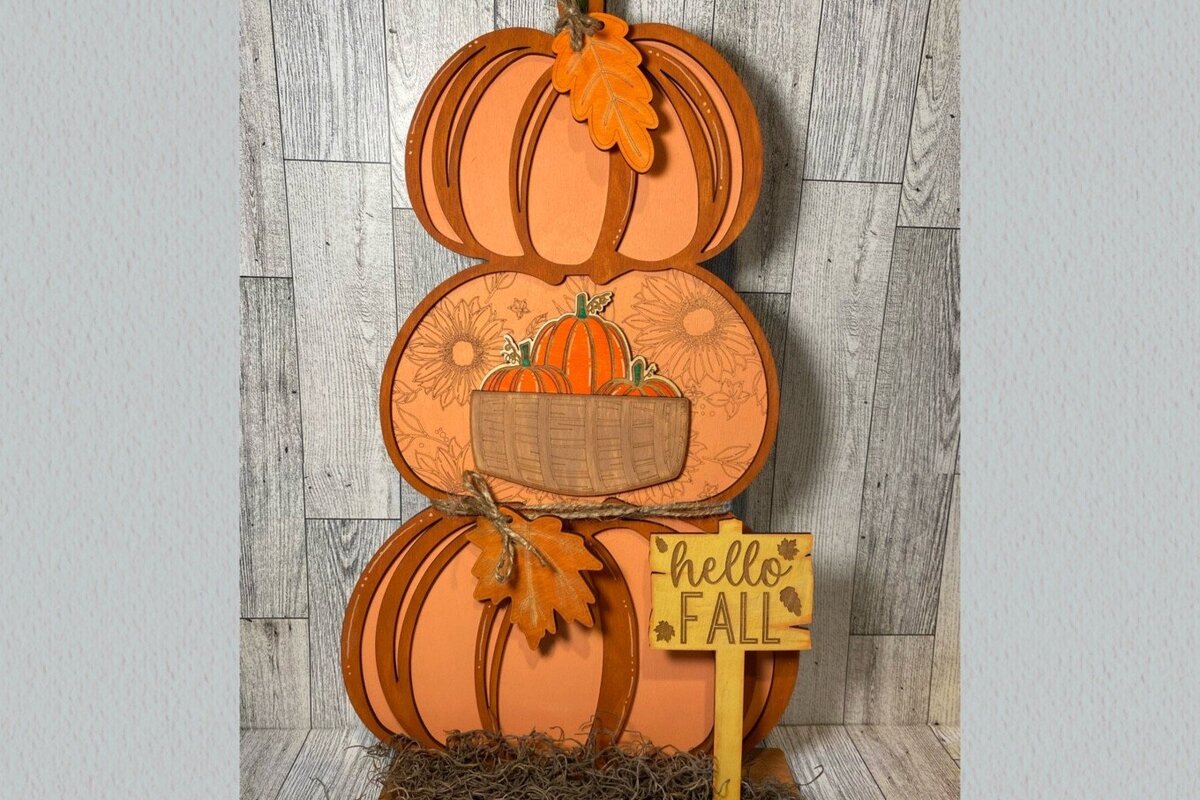 Σετ των 2 Intra απο ξύλο plywood 3mm-4mm πάχος – Στοίβαγμα Standing Pumpkins Laser Δίασταση  20x20 cm INTRAFABR-36294631