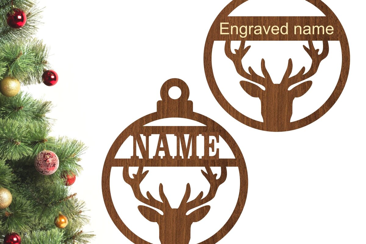 Σετ των 2 Intra απο ξύλο plywood 3mm-4mm πάχος – Χριστουγεννιάτικο στολίδι ελαφιού Δίασταση  20x20 cm INTRAFABR-77300504