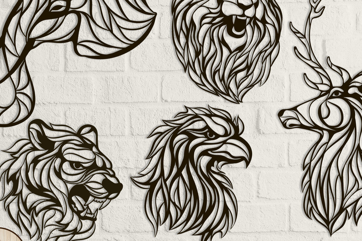 Σετ των 2 Intra απο ξύλο plywood 3mm-4mm πάχος – Ζώα από βιτρό Δίασταση  20x20 cm INTRAFABR-14290560