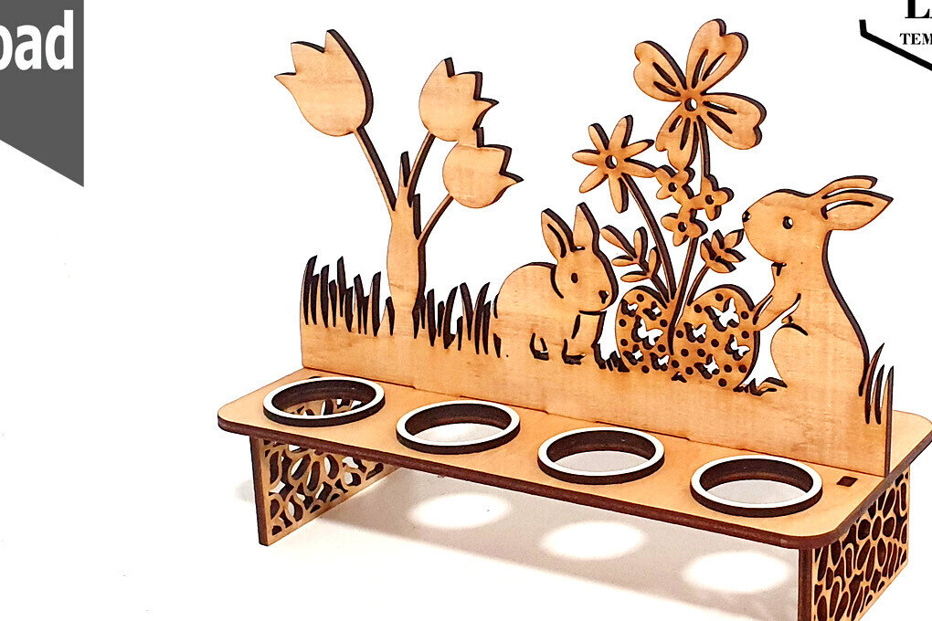 Σετ των 2 Intra απο ξύλο plywood 3mm-4mm πάχος – Στάση για Πασχαλινά αυγά με 8 τρύπες Δίασταση  20x20 cm INTRAFABR-92829523