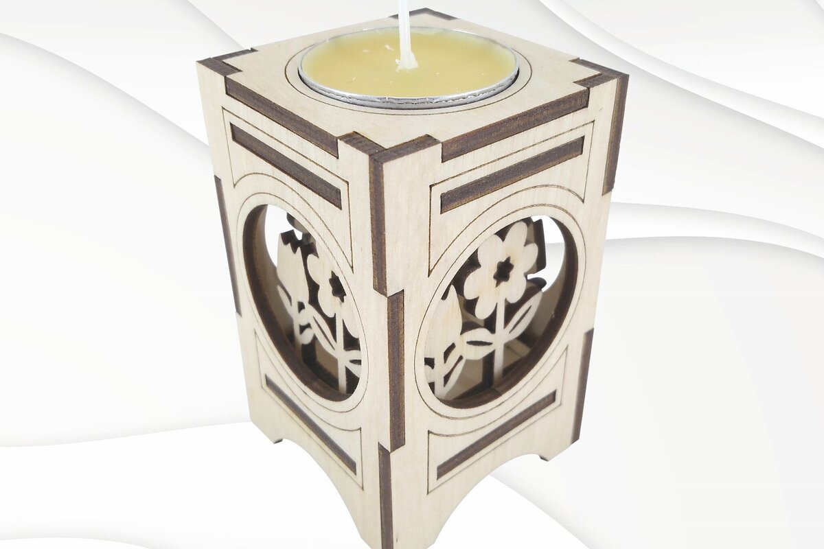 Σετ των 2 Intra απο ξύλο plywood 3mm-4mm πάχος – Βάση βάσης για αρχεία κεριού, κοπής με λέιζερ Δίασταση  20x20 cm INTRAFABR-113500813