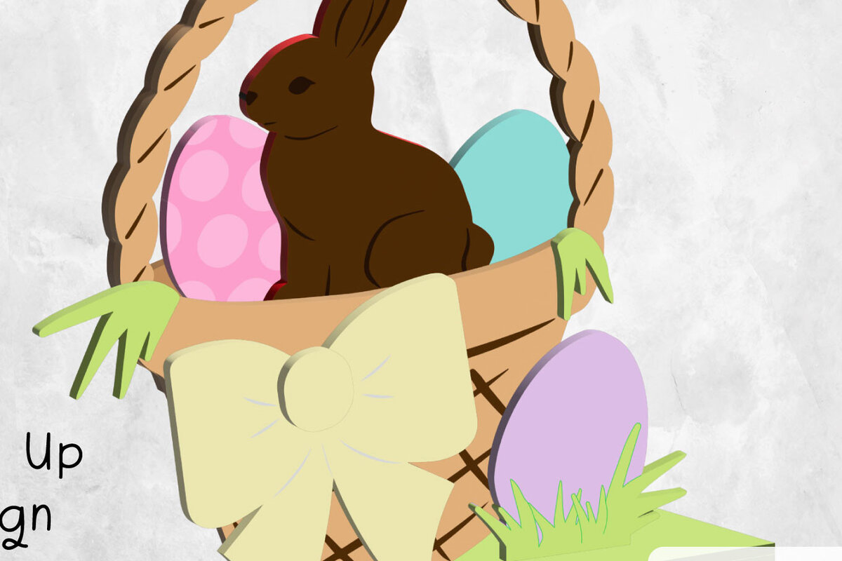 Σετ των 2 Intra απο ξύλο plywood 3mm-4mm πάχος – Λίμα κοπής με λέιζερ Stand Up Πασχαλινό καλάθι Δίασταση  20x20 cm INTRAFABR-64728101