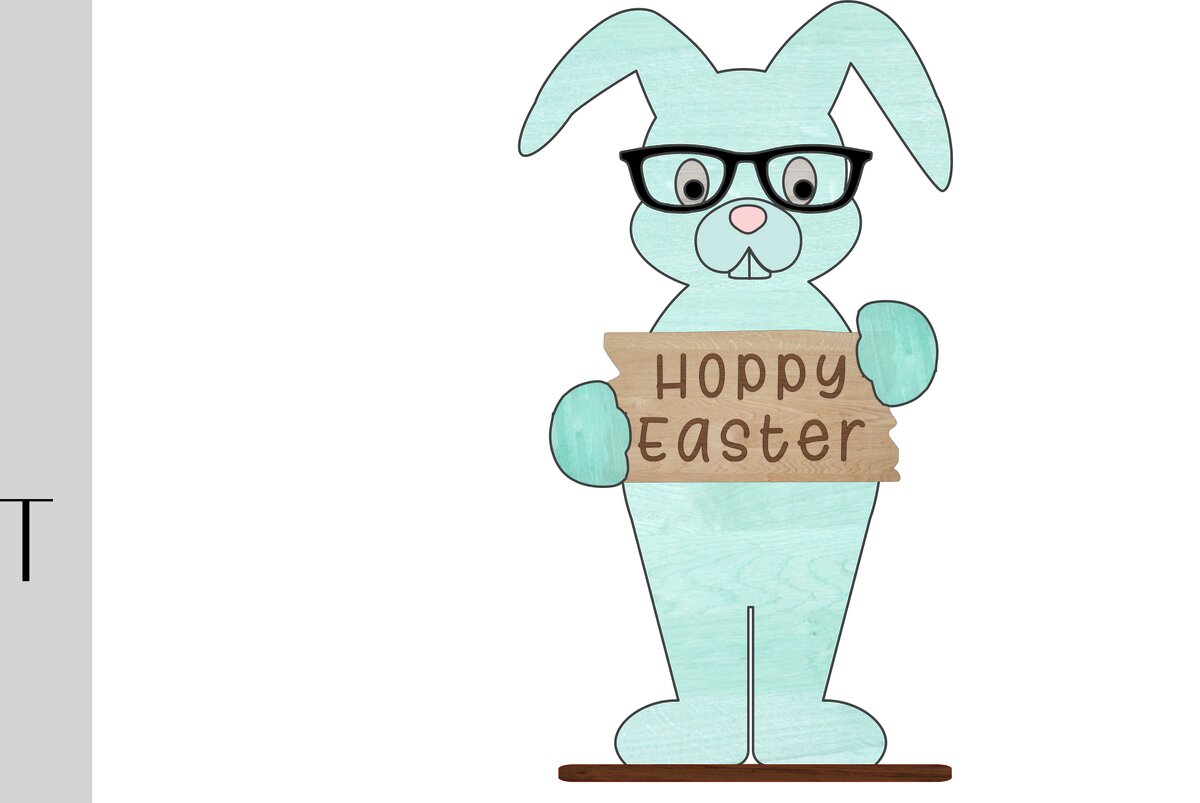 Σετ των 2 Intra απο ξύλο plywood 3mm-4mm πάχος – Όρθιο λαγουδάκι Δίασταση  20x20 cm INTRAFABR-26457021