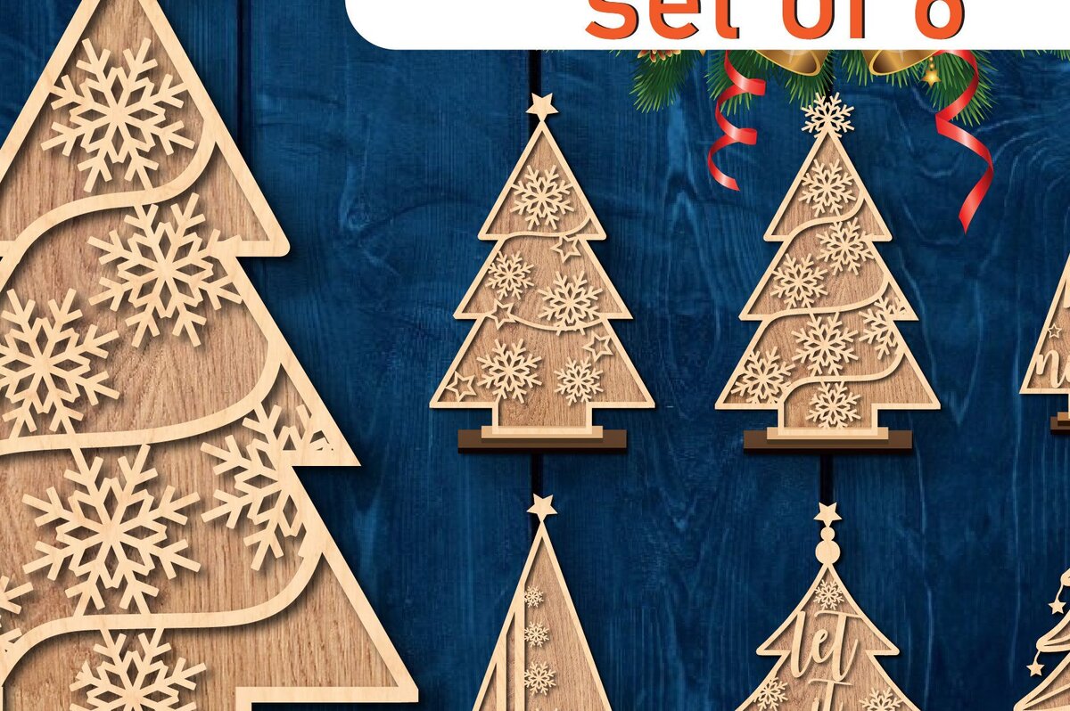 Σετ των 2 Intra απο ξύλο plywood 3mm-4mm πάχος – Πακέτο διακόσμησης για όρθιο χριστουγεννιάτικο δέντρο Δίασταση  20x20 cm INTRAFABR-36517244