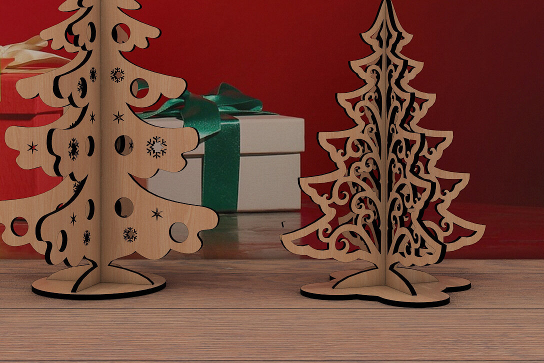 Σετ των 2 Intra απο ξύλο plywood 3mm-4mm πάχος – Στόλισμα Χριστουγεννιάτικου Δέντρου 282 Δίασταση  20x20 cm INTRAFABR-53989287