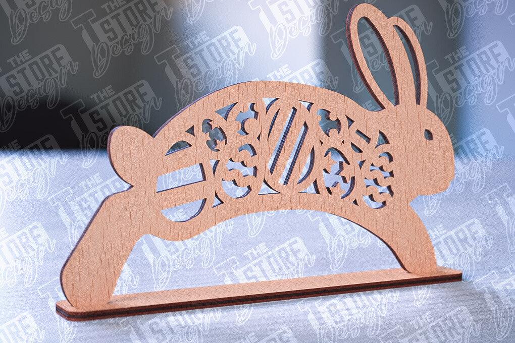 Σετ των 2 Intra απο ξύλο plywood 3mm-4mm πάχος – Στολίδια για Πασχαλινό Λαγουδάκι | CNC Δίασταση  20x20 cm INTRAFABR-88388520