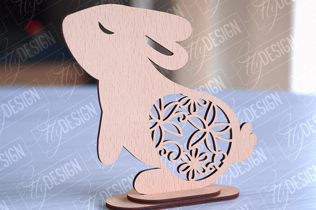 Σετ των 2 Intra απο ξύλο plywood 3mm-4mm πάχος – Στολίδια για Πασχαλινό Λαγουδάκι | CNC Δίασταση  20x20 cm INTRAFABR-89112367