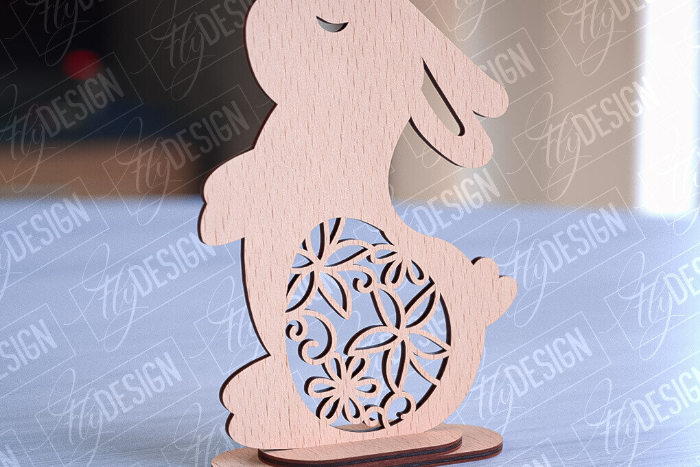 Σετ των 2 Intra απο ξύλο plywood 3mm-4mm πάχος – Στολίδια για Πασχαλινό Λαγουδάκι | CNC Δίασταση  20x20 cm INTRAFABR-89112375