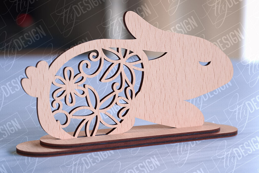 Σετ των 2 Intra απο ξύλο plywood 3mm-4mm πάχος – Στολίδια για Πασχαλινό Λαγουδάκι | CNC Δίασταση  20x20 cm INTRAFABR-89112393