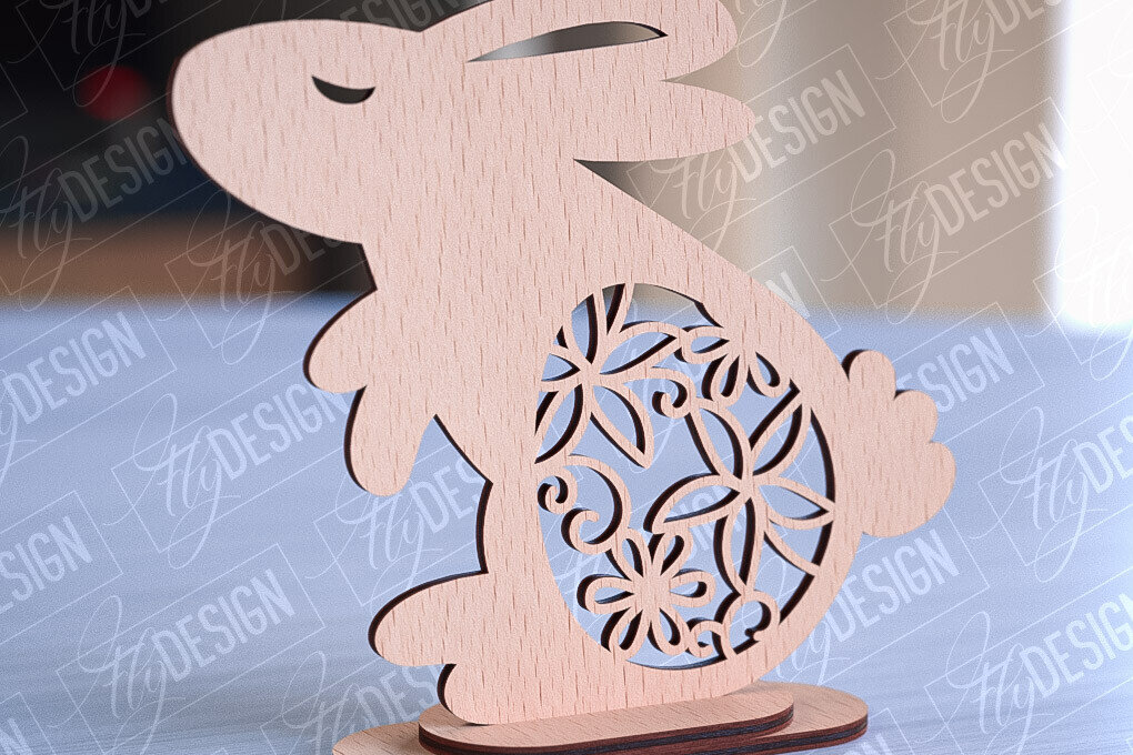 Σετ των 2 Intra απο ξύλο plywood 3mm-4mm πάχος – Στολίδια για Πασχαλινό Λαγουδάκι | CNC Δίασταση  20x20 cm INTRAFABR-89112406