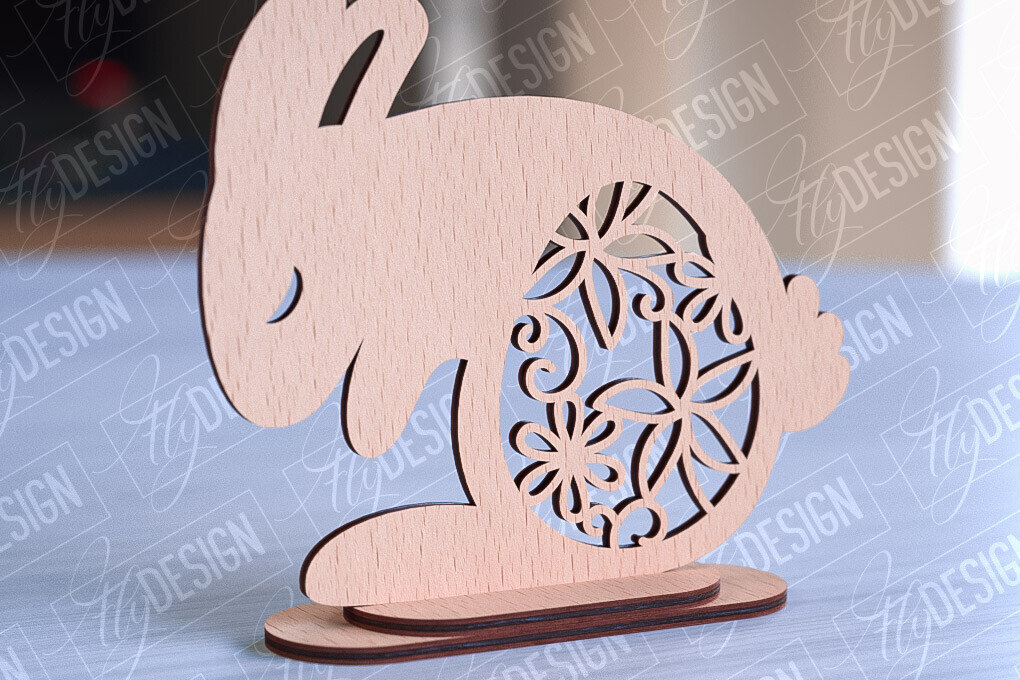Σετ των 2 Intra απο ξύλο plywood 3mm-4mm πάχος – Στολίδια για Πασχαλινό Λαγουδάκι | CNC Δίασταση  20x20 cm INTRAFABR-89112431