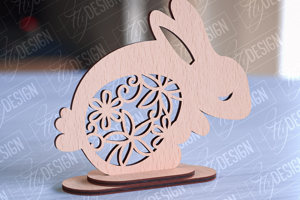 Σετ των 2 Intra απο ξύλο plywood 3mm-4mm πάχος – Στολίδια για Πασχαλινό Λαγουδάκι | CNC Δίασταση  20x20 cm INTRAFABR-89112461