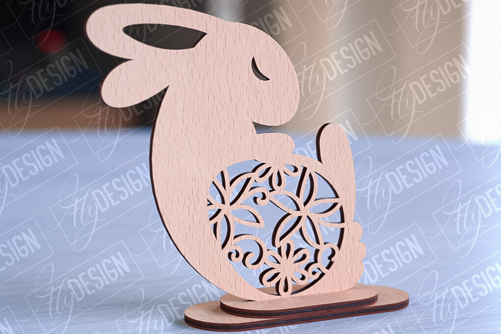 Σετ των 2 Intra απο ξύλο plywood 3mm-4mm πάχος – Στολίδια για Πασχαλινό Λαγουδάκι | CNC Δίασταση  20x20 cm INTRAFABR-89112493