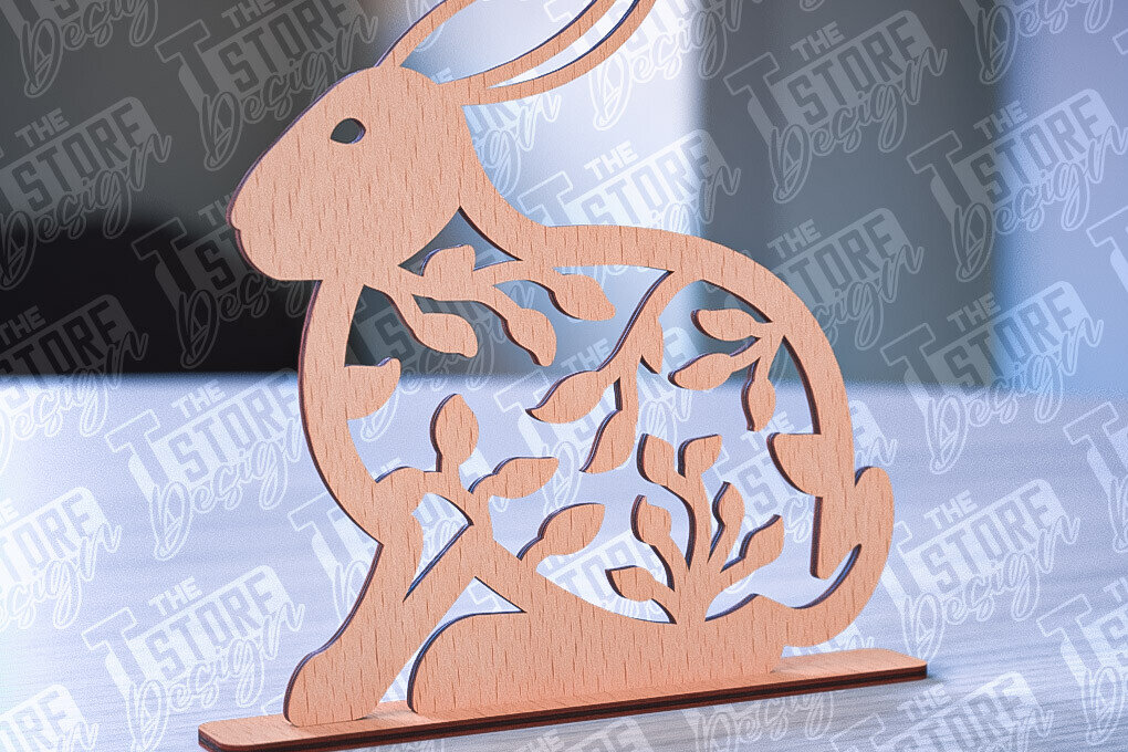 Σετ των 2 Intra απο ξύλο plywood 3mm-4mm πάχος – Στολίδια για Πασχαλινό Λαγουδάκι | CNC Δίασταση  20x20 cm INTRAFABR-88388277