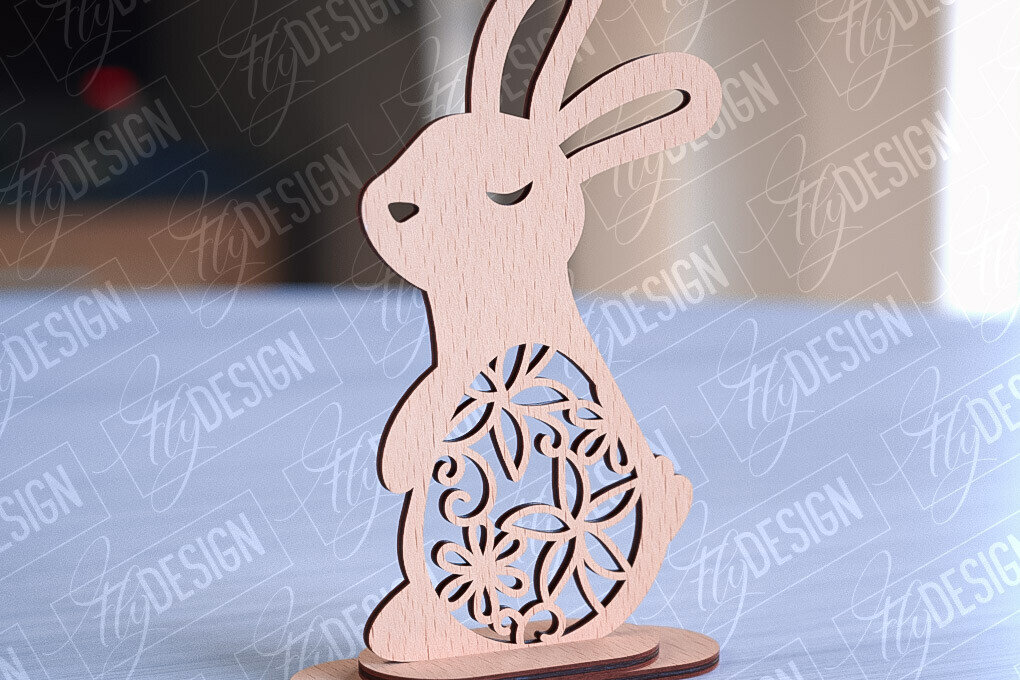 Σετ των 2 Intra απο ξύλο plywood 3mm-4mm πάχος – Στολίδια για Πασχαλινό Λαγουδάκι | CNC Δίασταση  20x20 cm INTRAFABR-89112506