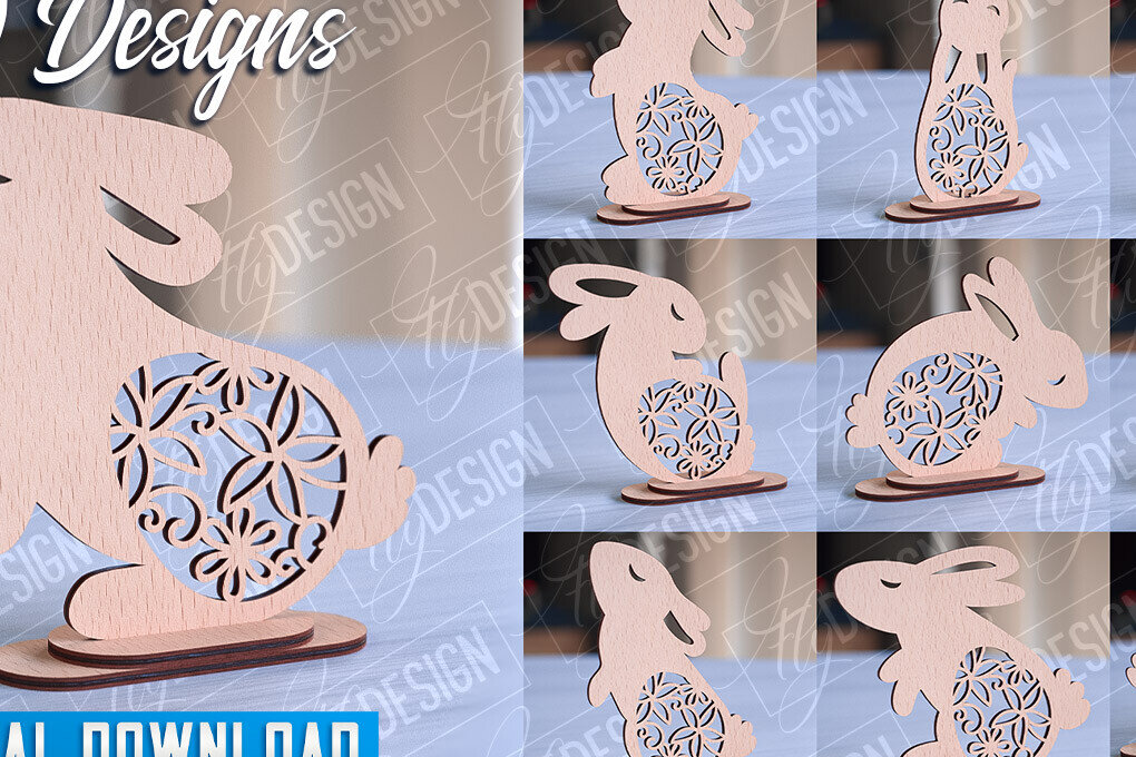 Σετ των 2 Intra απο ξύλο plywood 3mm-4mm πάχος – Στολίδια για Πασχαλινό Λαγουδάκι | CNC Δίασταση  20x20 cm INTRAFABR-89112570