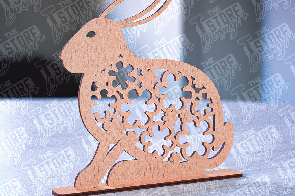 Σετ των 2 Intra απο ξύλο plywood 3mm-4mm πάχος – Στολίδια για Πασχαλινό Λαγουδάκι | CNC Δίασταση  20x20 cm INTRAFABR-88388342