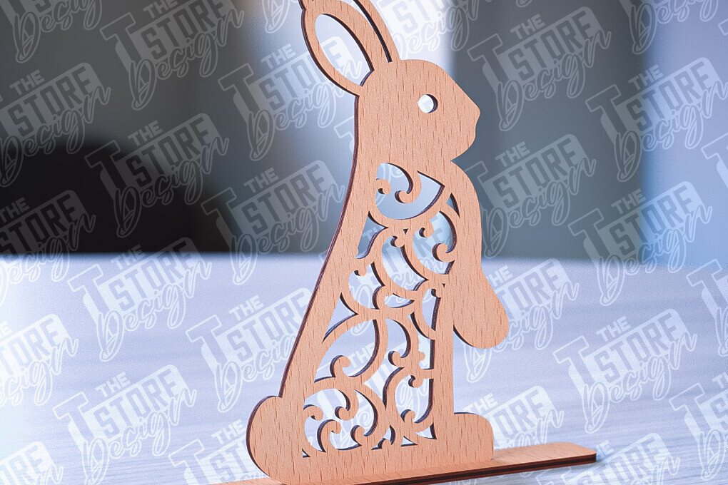 Σετ των 2 Intra απο ξύλο plywood 3mm-4mm πάχος – Στολίδια για Πασχαλινό Λαγουδάκι | CNC Δίασταση  20x20 cm INTRAFABR-88388375