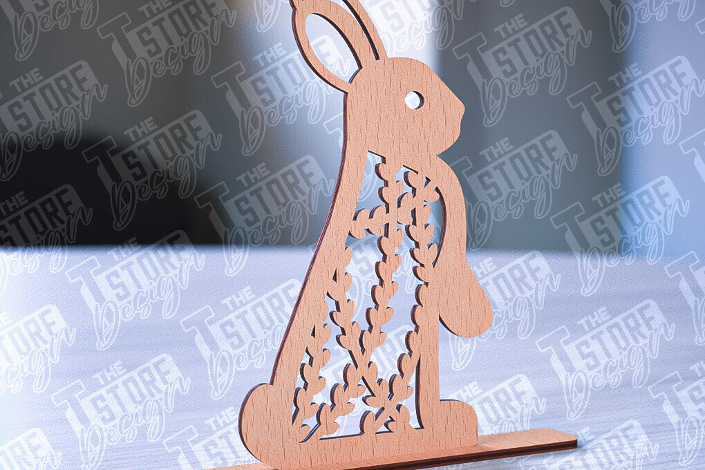 Σετ των 2 Intra απο ξύλο plywood 3mm-4mm πάχος – Στολίδια για Πασχαλινό Λαγουδάκι | CNC Δίασταση  20x20 cm INTRAFABR-88388430