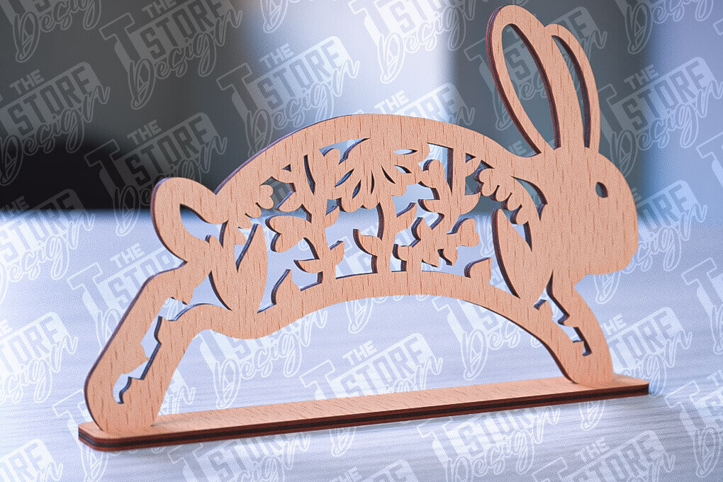 Σετ των 2 Intra απο ξύλο plywood 3mm-4mm πάχος – Στολίδια για Πασχαλινό Λαγουδάκι | CNC Δίασταση  20x20 cm INTRAFABR-88388494