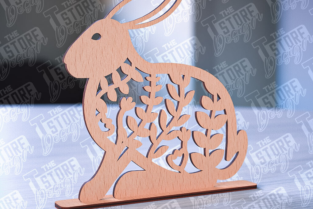 Σετ των 2 Intra απο ξύλο plywood 3mm-4mm πάχος – Στολίδια για Πασχαλινό Λαγουδάκι | CNC Δίασταση  20x20 cm INTRAFABR-88388252