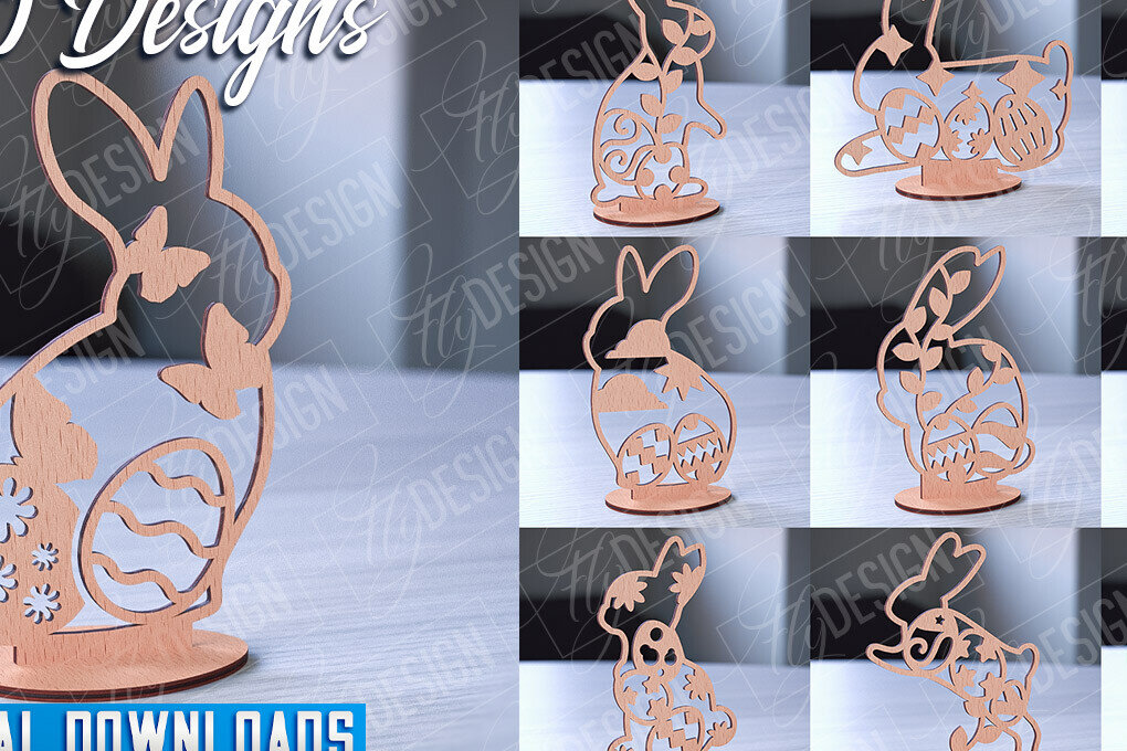 Σετ των 2 Intra απο ξύλο plywood 3mm-4mm πάχος – Στολίδια με όρθια πασχαλινά αυγά | Αρχείο CNC Δίασταση  20x20 cm INTRAFABR-88136375