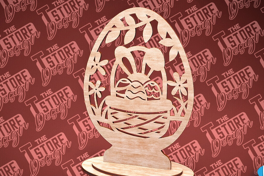 Σετ των 2 Intra απο ξύλο plywood 3mm-4mm πάχος – Στολίδια με όρθια πασχαλινά αυγά | Αρχείο CNC Δίασταση  20x20 cm INTRAFABR-88218252