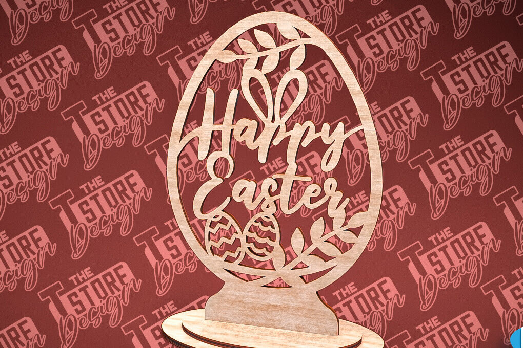 Σετ των 2 Intra απο ξύλο plywood 3mm-4mm πάχος – Στολίδια με όρθια πασχαλινά αυγά | Αρχείο CNC Δίασταση  20x20 cm INTRAFABR-88218263