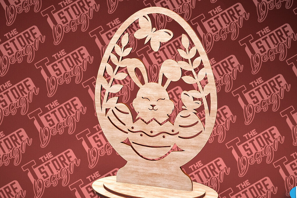 Σετ των 2 Intra απο ξύλο plywood 3mm-4mm πάχος – Στολίδια με όρθια πασχαλινά αυγά | Αρχείο CNC Δίασταση  20x20 cm INTRAFABR-88218274