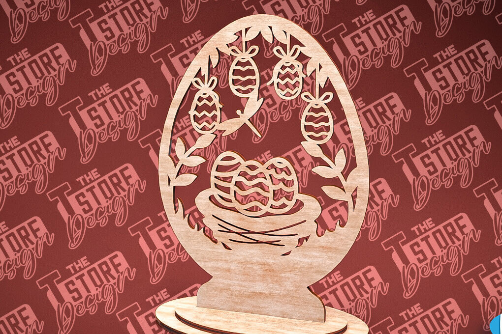 Σετ των 2 Intra απο ξύλο plywood 3mm-4mm πάχος – Στολίδια με όρθια πασχαλινά αυγά | Αρχείο CNC Δίασταση  20x20 cm INTRAFABR-88218277