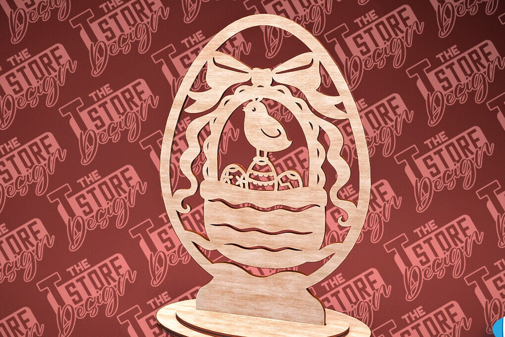 Σετ των 2 Intra απο ξύλο plywood 3mm-4mm πάχος – Στολίδια με όρθια πασχαλινά αυγά | Αρχείο CNC Δίασταση  20x20 cm INTRAFABR-88218290