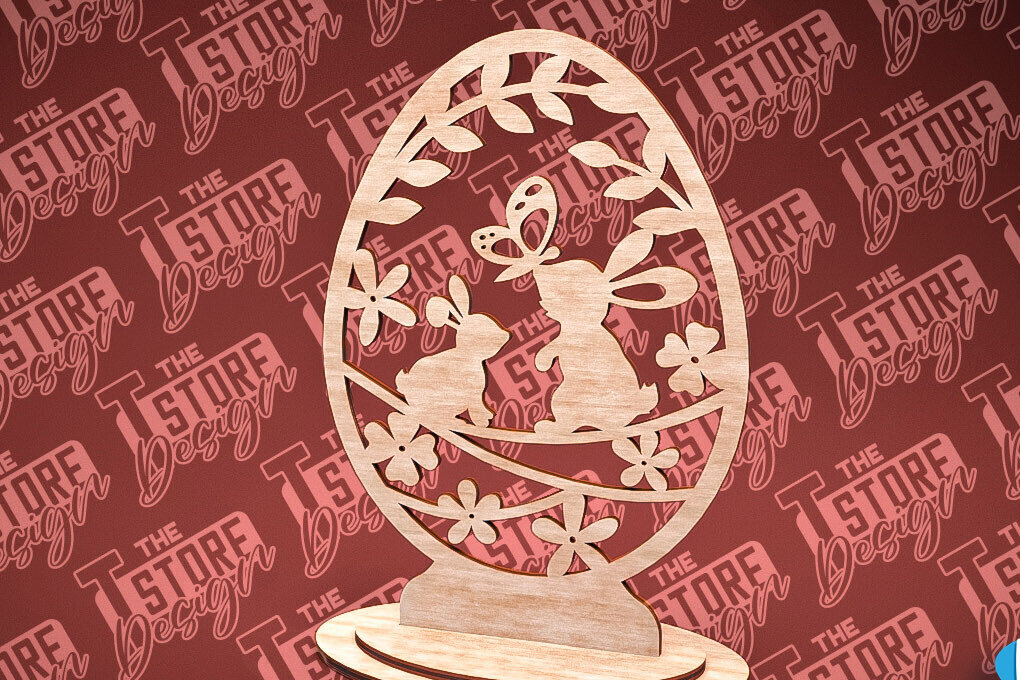 Σετ των 2 Intra απο ξύλο plywood 3mm-4mm πάχος – Στολίδια με όρθια πασχαλινά αυγά | Αρχείο CNC Δίασταση  20x20 cm INTRAFABR-88218301