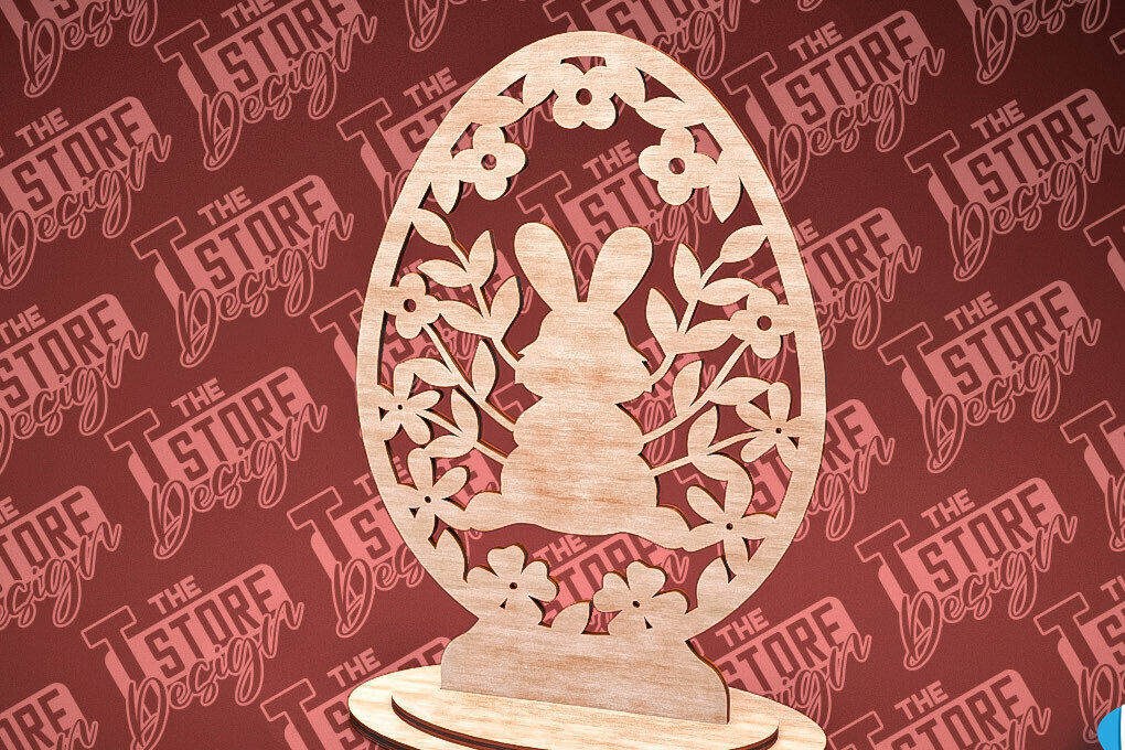 Σετ των 2 Intra απο ξύλο plywood 3mm-4mm πάχος – Στολίδια με όρθια πασχαλινά αυγά | Αρχείο CNC Δίασταση  20x20 cm INTRAFABR-88218311