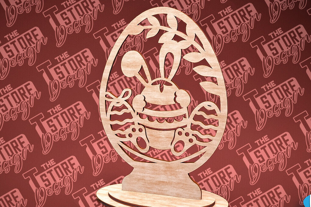 Σετ των 2 Intra απο ξύλο plywood 3mm-4mm πάχος – Στολίδια με όρθια πασχαλινά αυγά | Αρχείο CNC Δίασταση  20x20 cm INTRAFABR-88218312