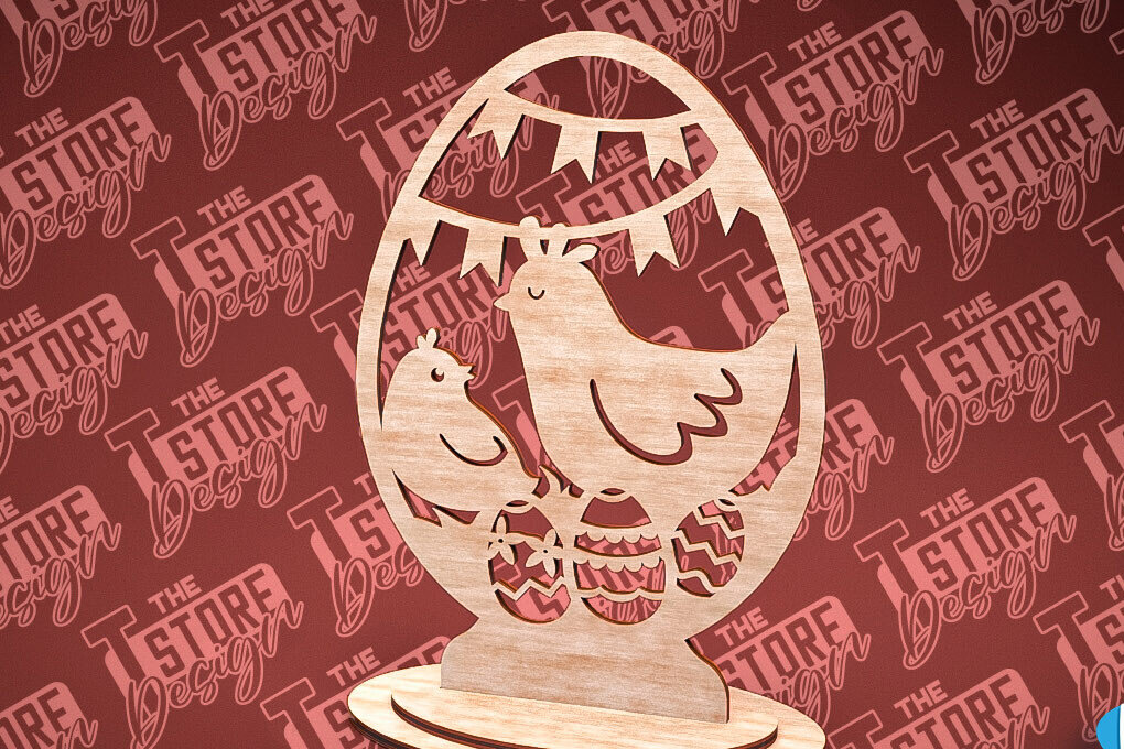 Σετ των 2 Intra απο ξύλο plywood 3mm-4mm πάχος – Στολίδια με όρθια πασχαλινά αυγά | Αρχείο CNC Δίασταση  20x20 cm INTRAFABR-88218617