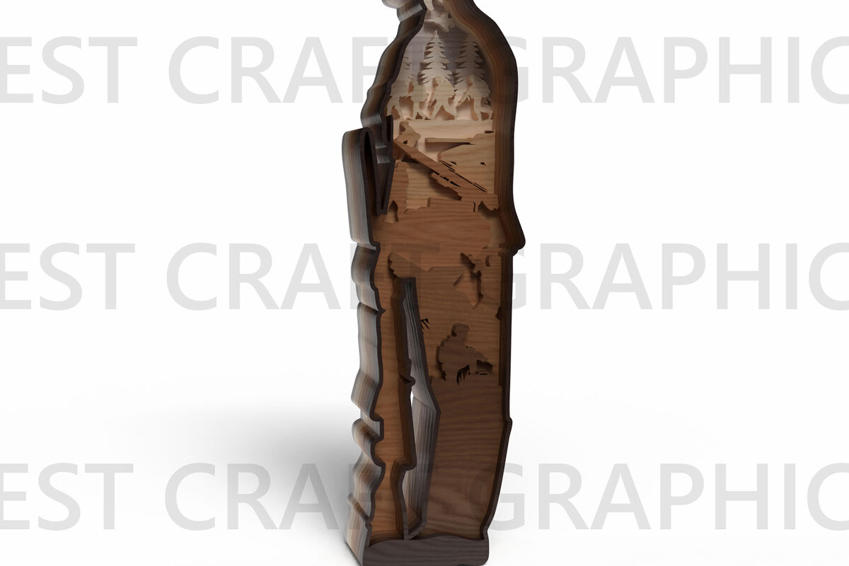 Σετ των 2 Intra απο ξύλο plywood 3mm-4mm πάχος – Standing Soldier Layered Δίασταση  20x20 cm INTRAFABR-122147001