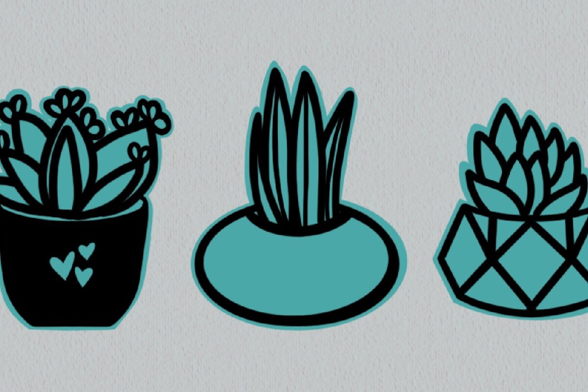 Σετ των 2 Intra απο ξύλο plywood 3mm-4mm πάχος – Standing Succulent Laser File Δίασταση  20x20 cm INTRAFABR-19726189