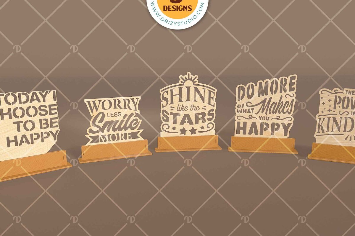 Σετ των 2 Intra απο ξύλο plywood 3mm-4mm πάχος – Σετ οθόνης Standing Word των 5 Δίασταση  20x20 cm INTRAFABR-120010028