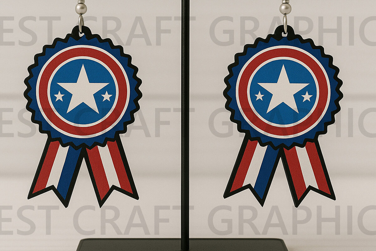 Σετ των 3 Intra απο ξύλο plywood 3mm-4mm πάχος – Star Award Ribbon Earrings Δίασταση  5x5 cm INTRAFABR-122737856
