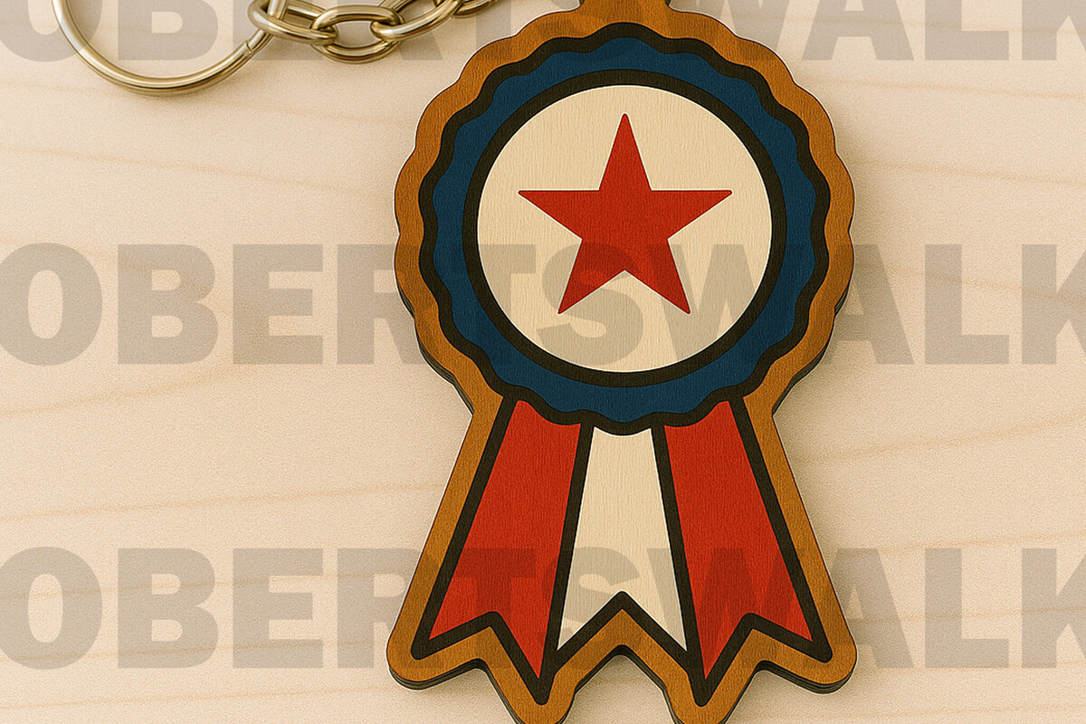 Σετ των 3 Intra απο ξύλο plywood 3mm-4mm πάχος – Star Badge Μπρελόκ με λέιζερ Δίασταση  5x5 cm INTRAFABR-122880594